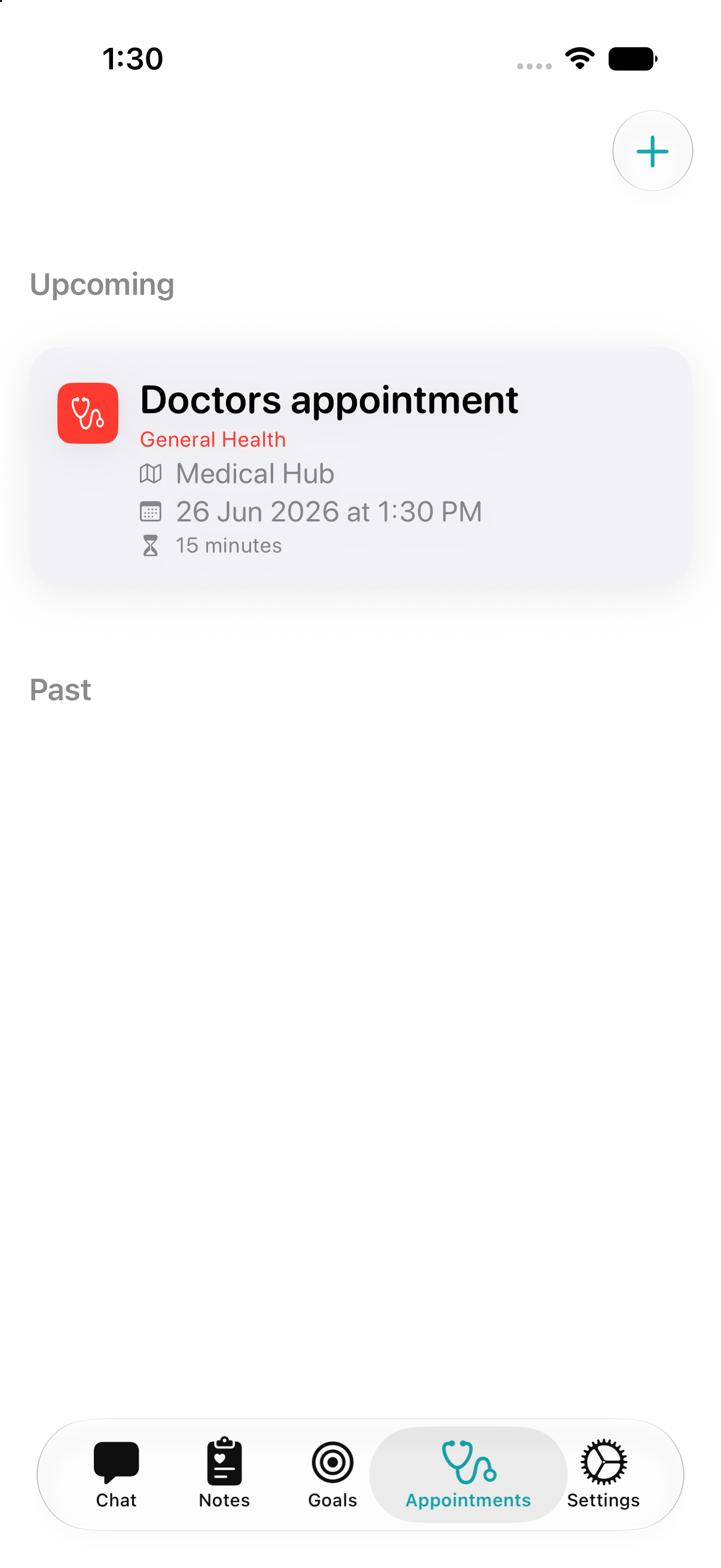 Health Kitty on iOS — appointments